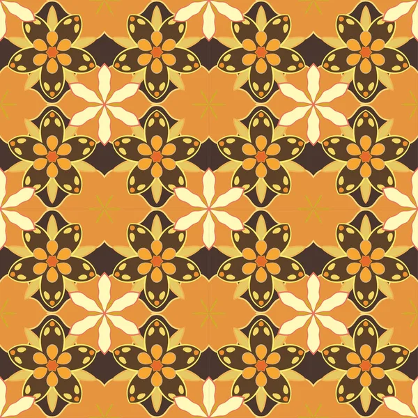 Elegantes Vektor Klassisches Nahtloses Muster Nahtlose Abstrakte Ornamente Braunen Gelben — Stockvektor