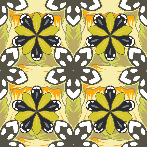 Абстрактные Цветы Растровая Иллюстрация Растертый Узор Печати Маленькими Цветками Желтого — стоковый вектор