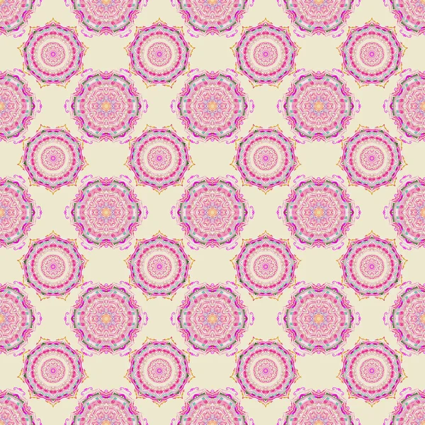 Naadloze Achtergrond Wallpaper Barok Damast Roze Groen Geel Ornament Bloemen — Stockvector