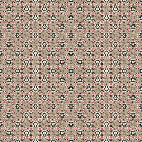 様式化された小さな花とシームレスなパターンベクトルの背景 ベクトルイラスト ベージュ ピンク色のグラフィックプリントフラワーパターン — ストックベクタ