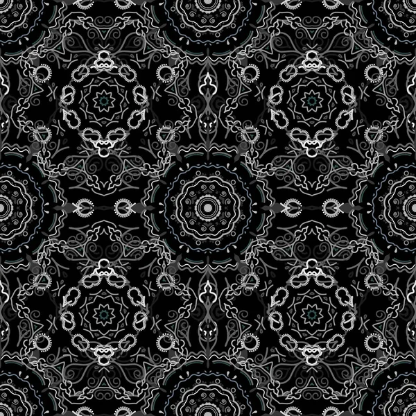 Papel Pintado Gris Damasco Paisley Fondo Sin Costuras Estilo Grunge — Vector de stock