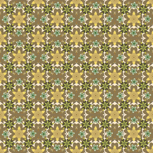 Vector Illustration Graphic Print Flower Pattern Yellow Beige Green Colors — Stock Vector