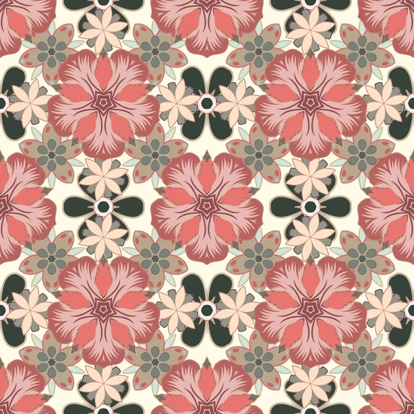 Illustration Vectorielle Motif Floral Sans Couture Dans Les Couleurs Rose — Image vectorielle