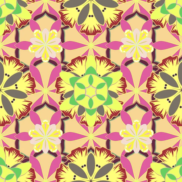 Illustration Matricielle Motif Floral Vintage Sans Couture Dans Les Couleurs — Image vectorielle