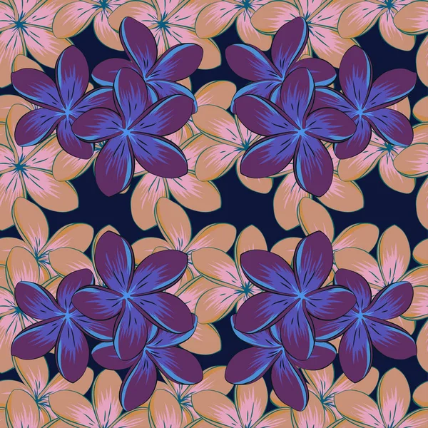 Vektorillustration Nahtloses Hintergrundmuster Mit Dekorativen Blüten Und Blättern Beige Rosa — Stockvektor
