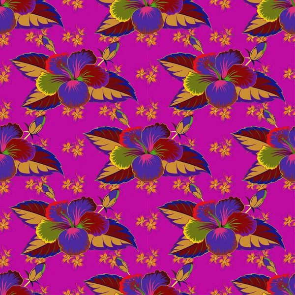 Векторна Квітка Гібіскуса Червоного Пурпурового Фіолетового Кольорів — стоковий вектор