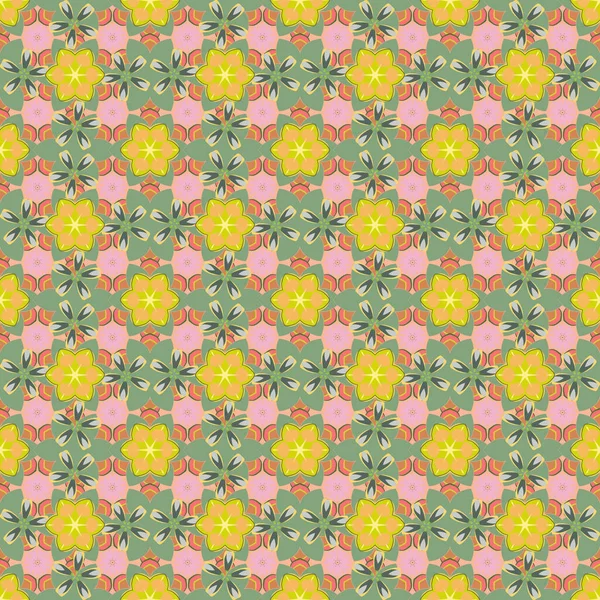 Fond Floral Beige Jaune Vert Pour Impression Sur Tissu Papier — Image vectorielle