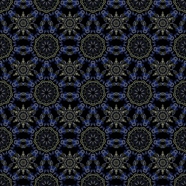 Motif Damassé Sans Couture Papier Peint Classique Violet Bleu Gris — Image vectorielle