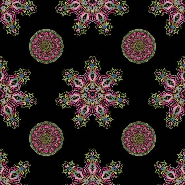 Damask çiçeksiz arkaplan deseni. Vektör illüstrasyonu.