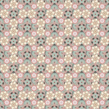 Eski bir süs. Basit, pürüzsüz desen - pembe, gri ve bej elementler.