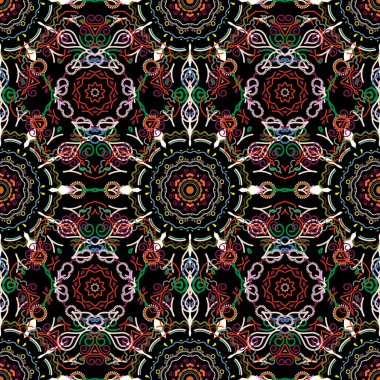 İple bağlanmış, yeşil ve kırmızı renklerde balık ağı deseni. Vektör duvar kağıdı.