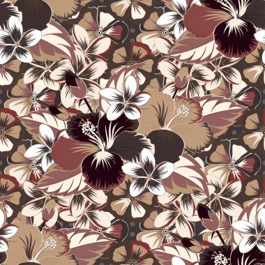 Sevimli raster amber çiçeği desenli. Çiçeksiz, pembe, kahverengi ve bej renkli desenler. Raster illüstrasyonu.