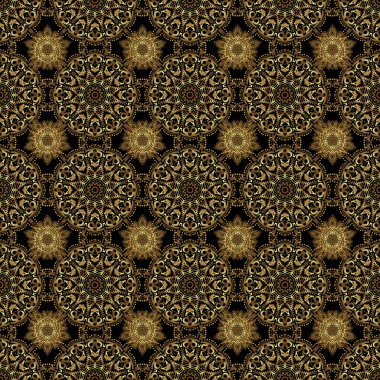 Zarif retro raster pürüzsüz desen. Siyah arka planda altın desen. Eskiz.