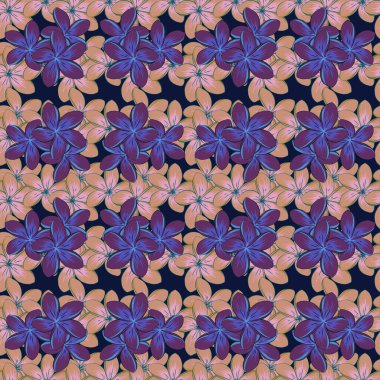 Web sayfaları, düğün davetiyeleri, tekstil, duvar kağıtları için vektör romantik arka plan. Suluboya çiçekleri mor, mor ve pembe renklerde pürüzsüz desen.