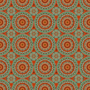 Vektör duvar kağıdı. İple bağlanmış balık ağı deseni turuncu, yeşil ve kahverengi renklerde..