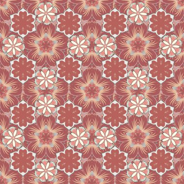 Tasarım için kusursuz elementler. Doğu tarzında bej, turuncu ve pembe ızgara. Doğu karışık İslami kart geçmişi.