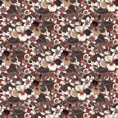 Dekorasyon ve tasarım için güzel bir vektör deseni. Eski tarz moda baskı. Gri ve kahverengi renkli amber çiçekleri olan suluboya desenli. Enfes bir çiçek deseni..