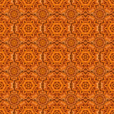 Renkli yinelenen elementlerle oryantasyon arkaplanı. Damask vektör klasik deseni. Kırmızı, turuncu ve kahverengi renklerde kusursuz soyut elementler.