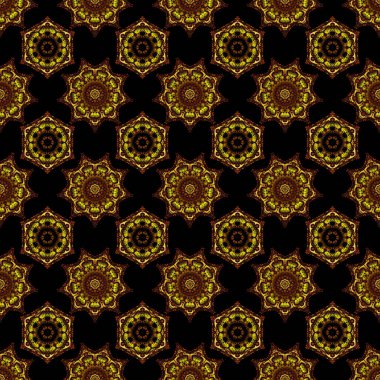 Kahverengi, sarı ve yeşil renklerde, klasik, dikişsiz desen. Kusursuz bir geçmişi var. Zarif vektör damaske duvar kağıdı.