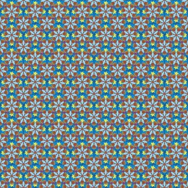 Soyut çiçeklerin seçkin desenleri klasik tarzda. Dekorasyon veya tasarım için güzel bir vektör deseni. Kahverengi, mavi ve sarı renklerde sulu boya desenleri. Moda yazdırma