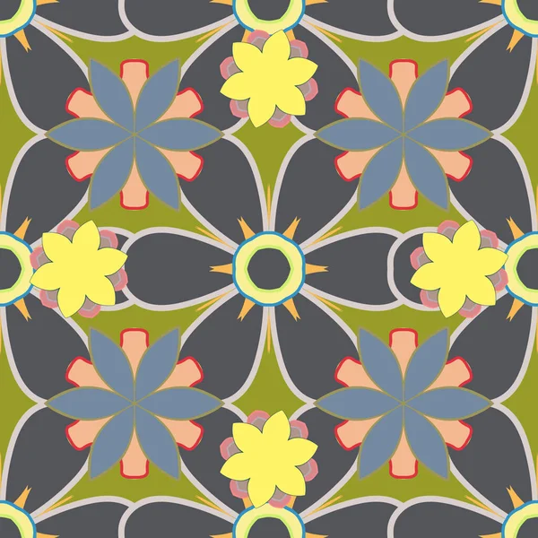 Motif Floral Sans Couture Dans Les Couleurs Vert Jaune Beige — Image vectorielle