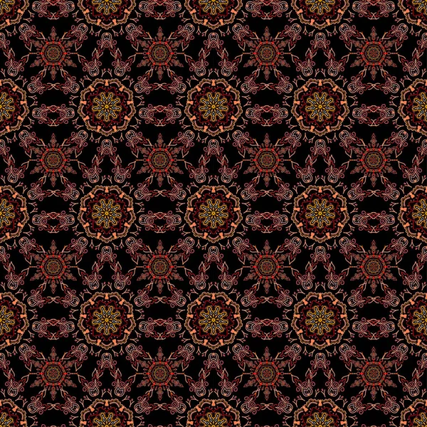 シームレスなダマスクパターン 赤の色でヴィクトリア朝のパターンとヴィンテージ装飾の背景 — ストックベクタ