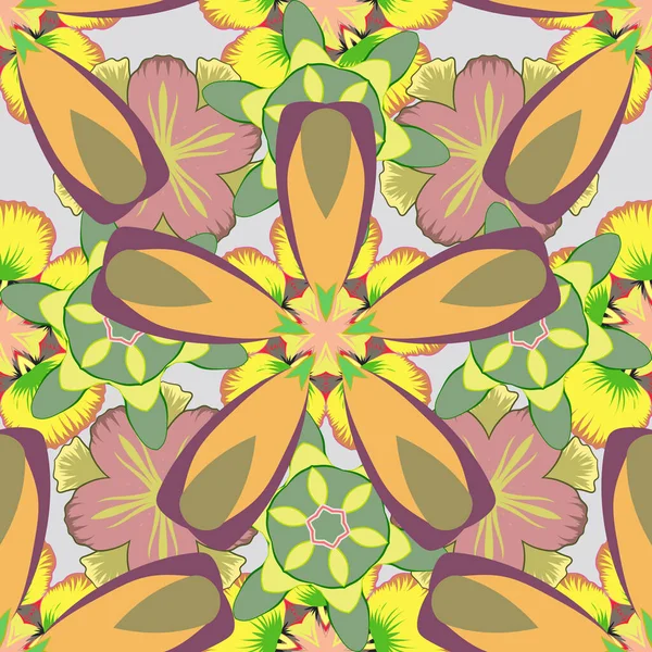 Patrón Flores Raster Sin Costuras Dibujadas Mano Colores Beige Púrpura — Vector de stock