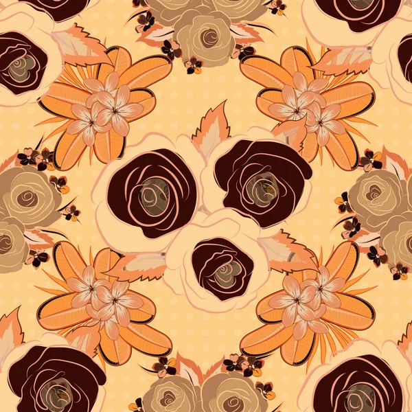Abstraktes Nahtloses Muster Braunen Orangen Und Beigen Farben Vektorhintergrund Illustration — Stockvektor