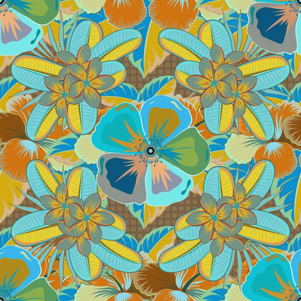Gekritzelte Skizzen Handgezeichnete Illustrationen Vektornahtloses Blumenmuster Mit Kosmosblüten Blättern Dekorativen — Stockvektor