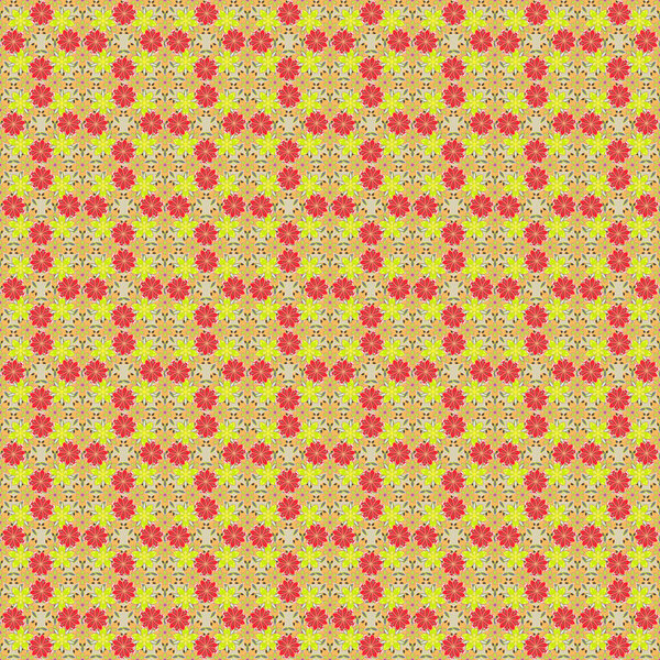Hand drawn abstract ditsy flowers. Seamless pattern in beige, yellow and pink colors. Raster cute floral pattern in the small flowers.
