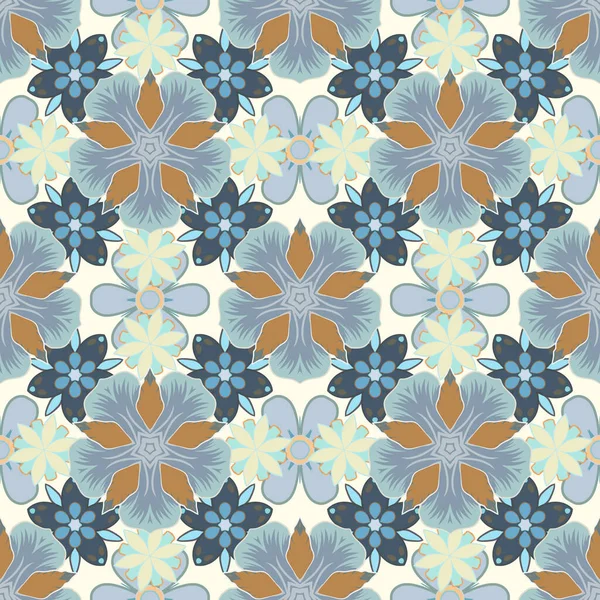 Patrón Flores Vectoriales Sin Costuras Dibujadas Mano Colores Gris Beige — Archivo Imágenes Vectoriales