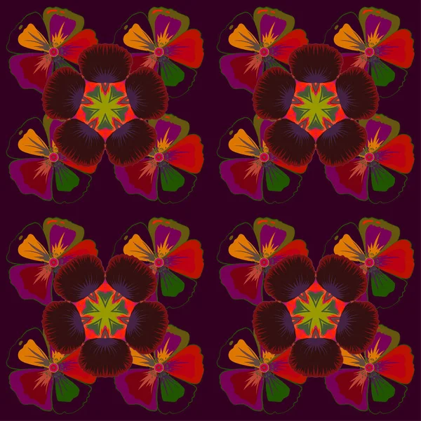 Helle Malerei Inspirierte Kosmos Blumenmuster Schöne Aquarell Kosmos Blumen Roten — Stockvektor