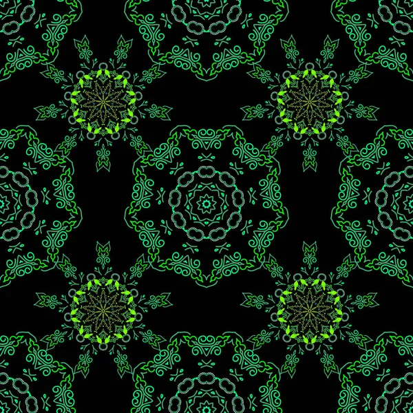 Patrón Floral Sin Costuras Damasco Colores Verdes Papel Pintado Real — Archivo Imágenes Vectoriales