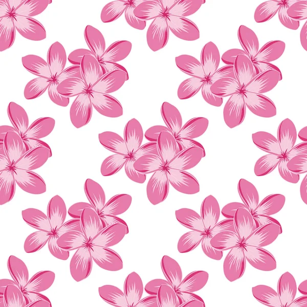 Seamless Pattern Cute Plumeria Flowers Magenta Violet Pink Colors Beautiful — Stock Vector