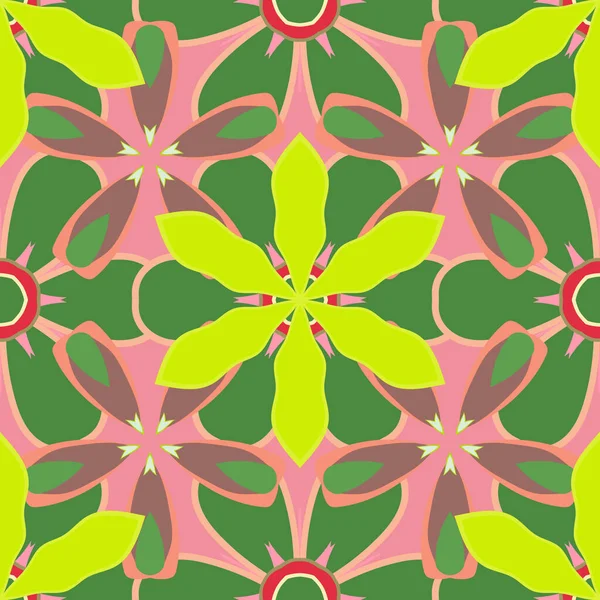 Illustration Matricielle Texture Stylisée Sans Couture Raster Éléments Verts Jaunes — Image vectorielle