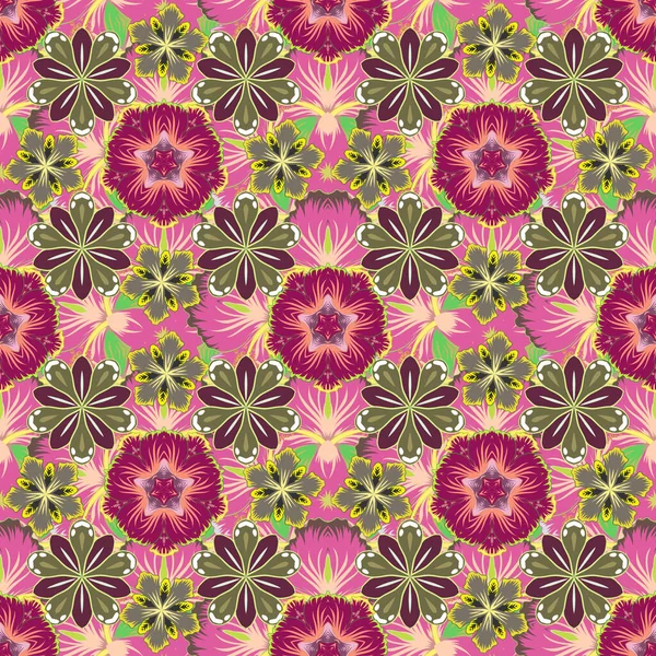 Illustration Vectorielle Motif Floral Sans Couture Dans Les Couleurs Pourpre — Image vectorielle