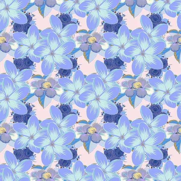 Motif Floral Abstrait Sans Couture Aux Couleurs Beige Bleu Violet — Image vectorielle