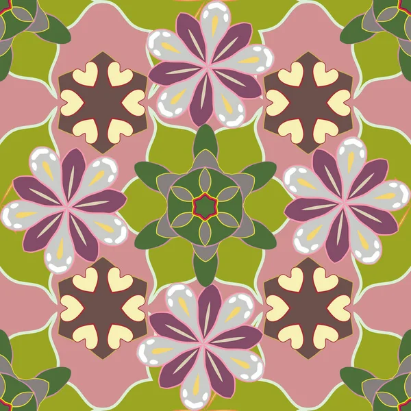 Motif Floral Sans Couture Avec Des Fleurs Des Feuilles Fleuries — Image vectorielle