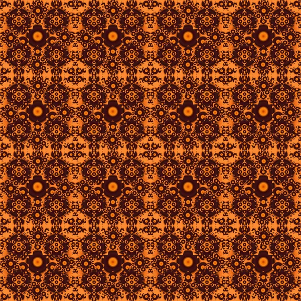 オレンジ色のシームレスな手描きベクトルフラワーパターン — ストックベクタ