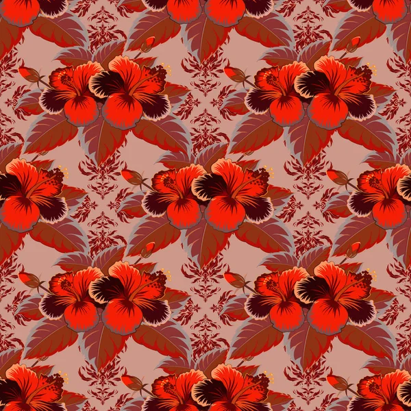 Texture Style Tropical Dessinée Main Modèle Vectoriel Sans Couture Fleurs — Image vectorielle