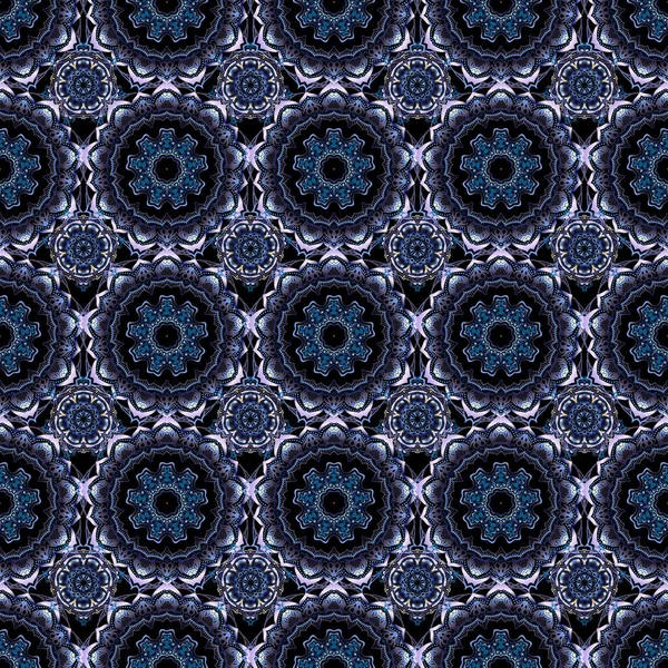Motif Sans Couture Bleu Violet Gris Sur Fond Noir Conception — Image vectorielle