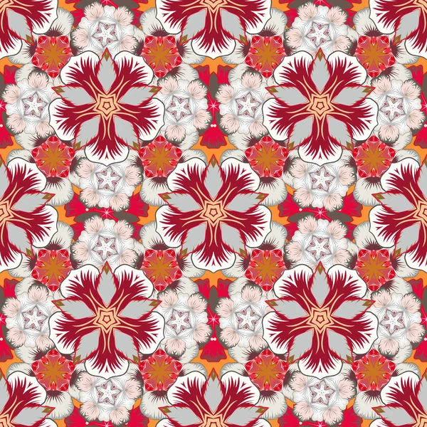 Motif Sans Couture Avec Grille Blanche Beige Rouge Composition Vectorielle — Image vectorielle