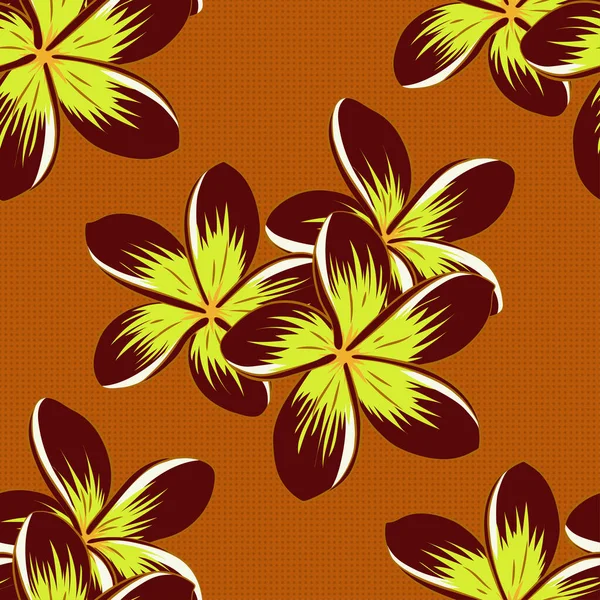 Modelo Sin Costuras Con Flores Plumeria Linda Colores Beige Rojo — Vector de stock