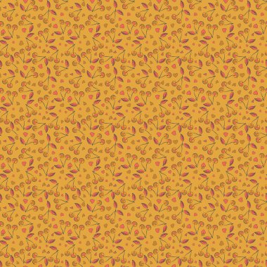 Vektör çizimi. Kusursuz desen. Turuncu, sarı ve siyah kiraz buketleri.