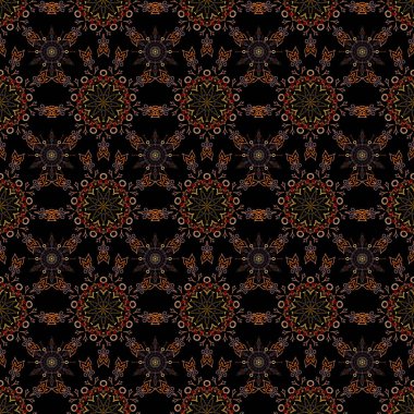 Bayram Şükran Günü için kusursuz bir şablon, kırmızı ve kahverengi renklerle siyah zemin üzerine elle çizilmiş basit bir kış tasarımı..