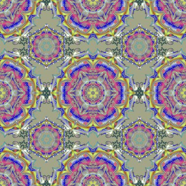 Damask arkaplan deseni mavi ve mor renklerde. Vektör illüstrasyonu.