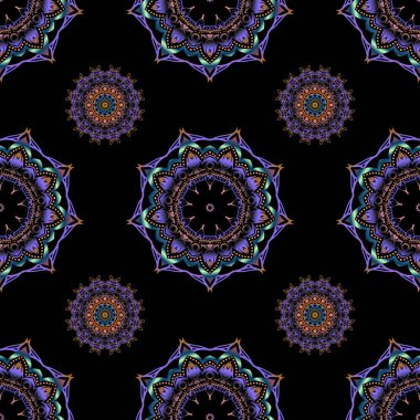 Kusursuz bir geçmişi var. Zarif vektör damaske duvar kağıdı. Maviyle, pembeyle ve turuncu renklerle klasik dikişsiz desen.