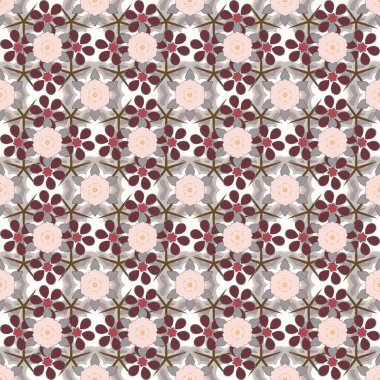 Gri, beyaz ve kahverengi renklerde renksiz çiçekler. Çiçek deseni.