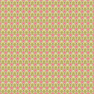 Stock vektör illüstrasyonu. Eski tarz. Soyut çiçeklerin kusursuz deseni sarı, bej ve pembe renklerde.