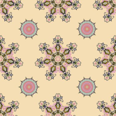 Mor, pembe ve mavi desenli şal desenli duvar kağıdı. Kusursuz arka plan, grunge tarzı. Vektör illüstrasyonu.